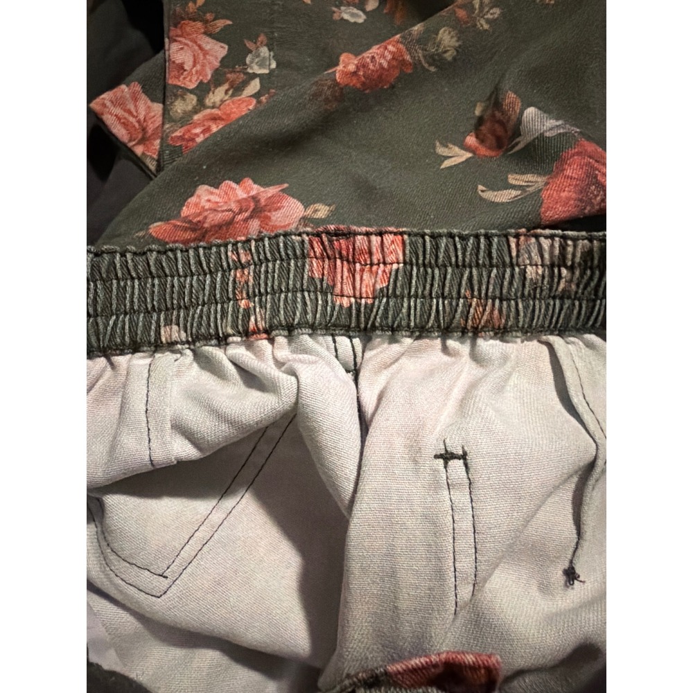 Loveimgs Floral Wide Leg Pants Olive Green Rose Print Cotton Blend Large NWT - Picture 6 of 7